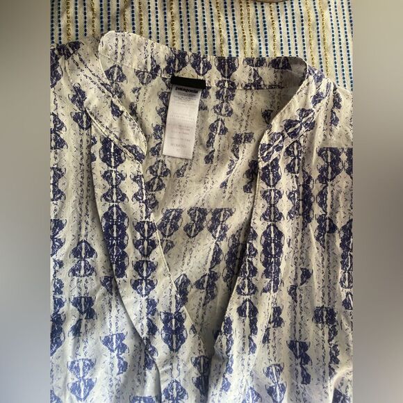 PATAGONIA WOMENS COTTON CASUAL  SHIRT WHITE PURPLE 3/4 SLEEVE SZ 12 - Picture 6 of 12